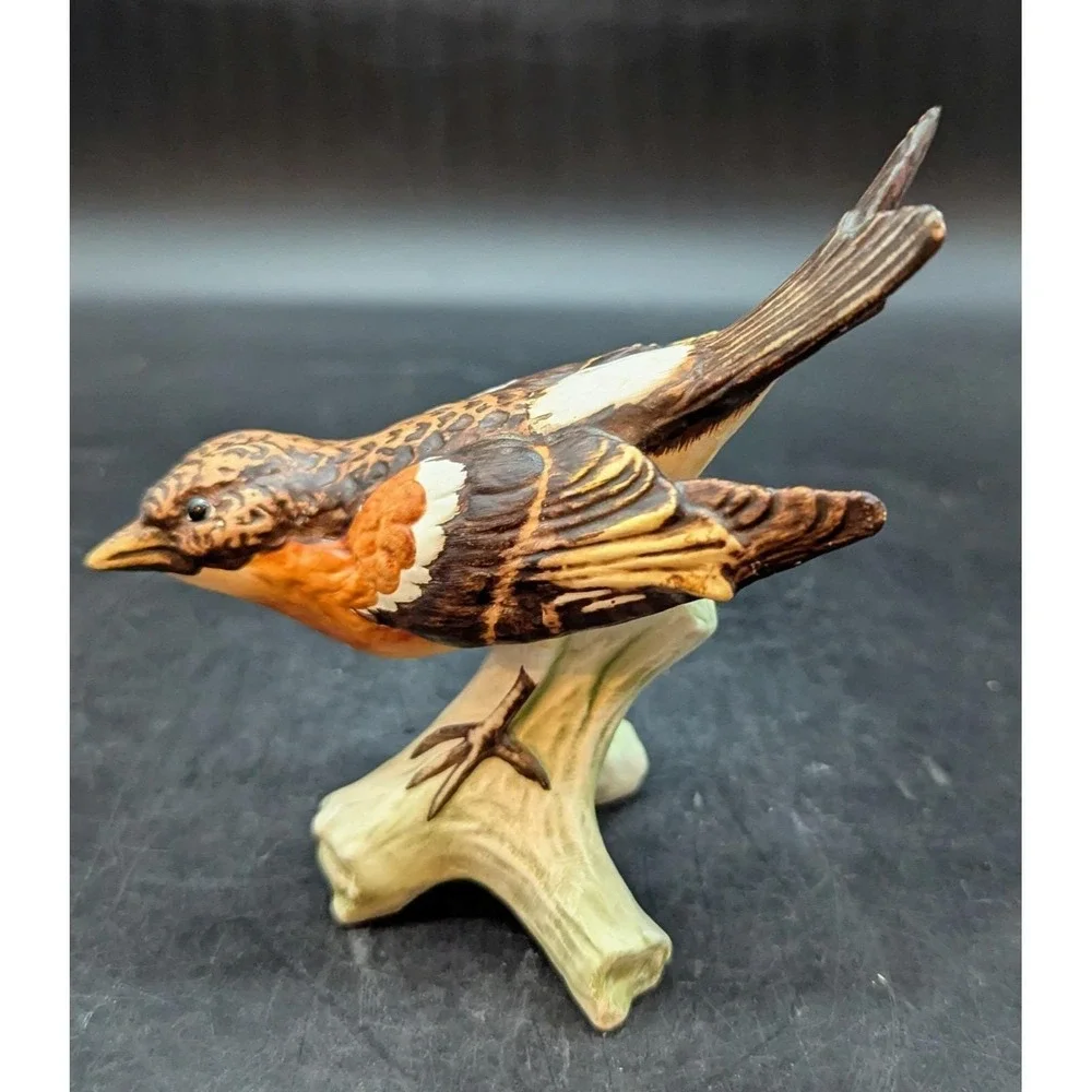 VTG 1967 Goebel Hand-Painted Brambling Bird Figurine on Branch Fall W Germany 5